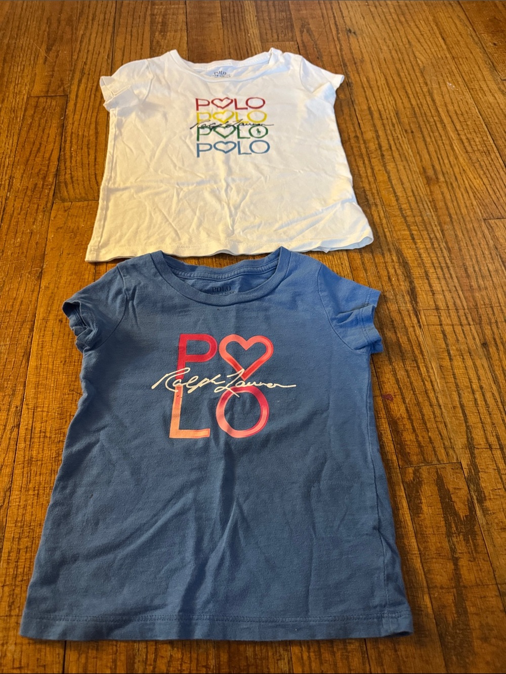 Polo by Ralph Lauren Kids Short Sleeve Logo Tees in White & Blue